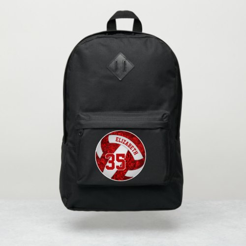 girly red white sporty volleyball port authority backpack