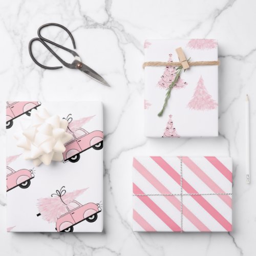 Girly Retro Chic Pink Christmas Wrapping Paper Sheets