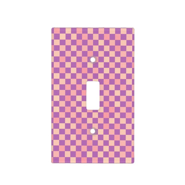 girly retro pink checkered pattern light switch cover (Front)