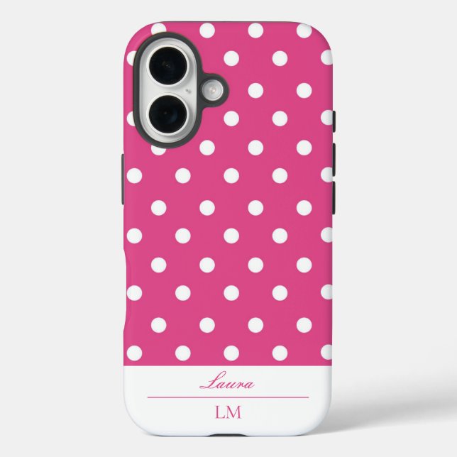 Girly Retro Pink Polka Dot Case-Mate iPhone Case (Back)