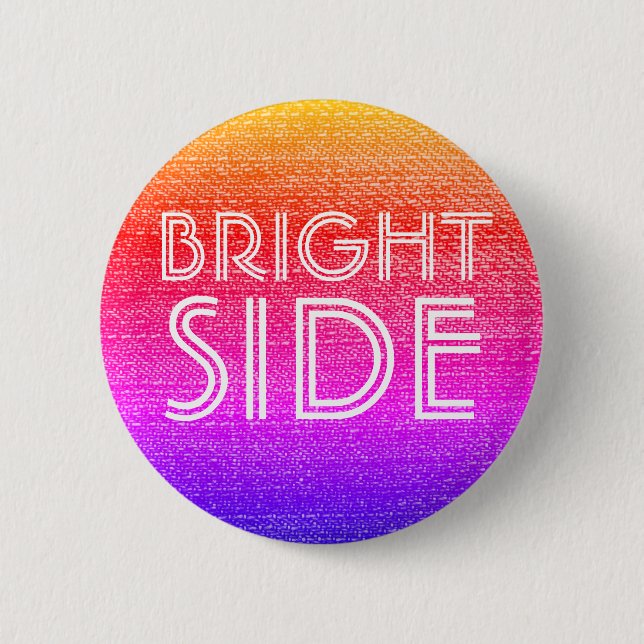 Girly Retro Rainbow Bright Side Happy  Button (Front)