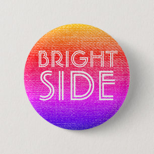 Girly Retro Rainbow Bright Side Happy  Button