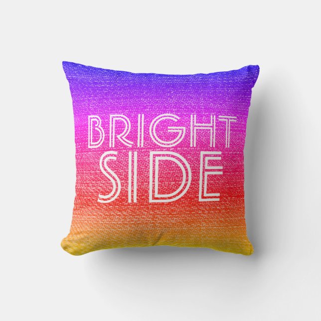 Girly Retro Rainbow Bright Side Happy Throw Pillow (Front)