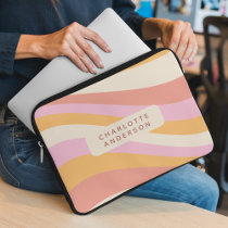 Girly Retro Vintage Wave Abstract Trendy Feminine Laptop Sleeve