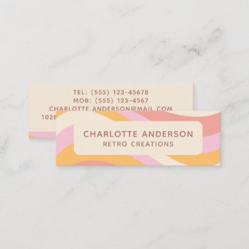 Girly Retro Vintage Wave Abstract Trendy Feminine Mini Business Card by EvcoStudio at Zazzle