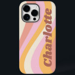 Girly Retro Vintage Wave Personalized Name Case-Mate iPhone 14 Pro Max Case<br><div class="desc">Girly Retro Vintage Wave Personalized Name iPhone Smart Phone Cases features a retro wave in shades of pink, orange and white with your personalized name in elegant trendy modern script accented. Personalize by editing the text in the text box provided. Perfect for birthday, Christmas, Mother's Day, baby showers, bridal showers,...</div>