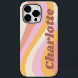 Girly Retro Vintage Wave Personalized Name Case-Mate iPhone 14 Pro Max Case<br><div class="desc">Girly Retro Vintage Wave Personalized Name iPhone Smart Phone Cases features a retro wave in shades of pink, orange and white with your personalized name in elegant trendy modern script accented. Personalize by editing the text in the text box provided. Perfect for birthday, Christmas, Mother's Day, baby showers, bridal showers,...</div>