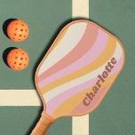 Girly Retro Vintage Wave Personalized Name Pickleball Paddle<br><div class="desc">Girly Retro Vintage Wave Personalized Name Pickleball Paddle features a retro wave in shades of pink, orange and white with your personalized name in elegant trendy modern script accented. Personalize by editing the text in the text box provided. Perfect for birthday, Christmas, Mother's Day, baby showers, bridal showers, mom, sister,...</div>