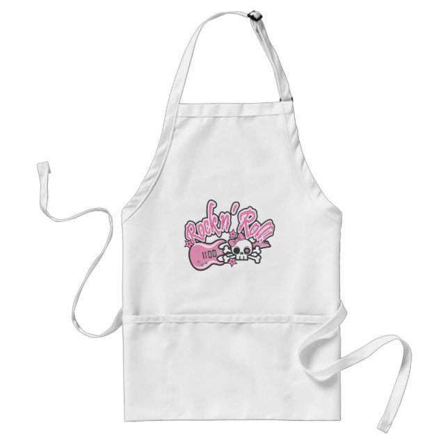 Girly Rock n' Roll Skull Adult Apron (Front)