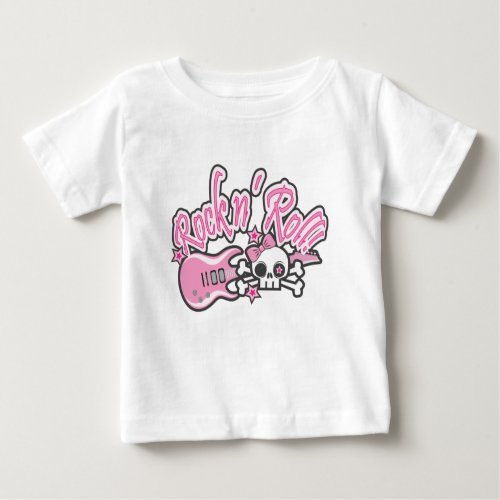 Girly Rock n Roll Skull Baby T_Shirt