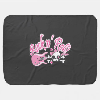 Girly Rock n' Roll Skull Receiving Blanket