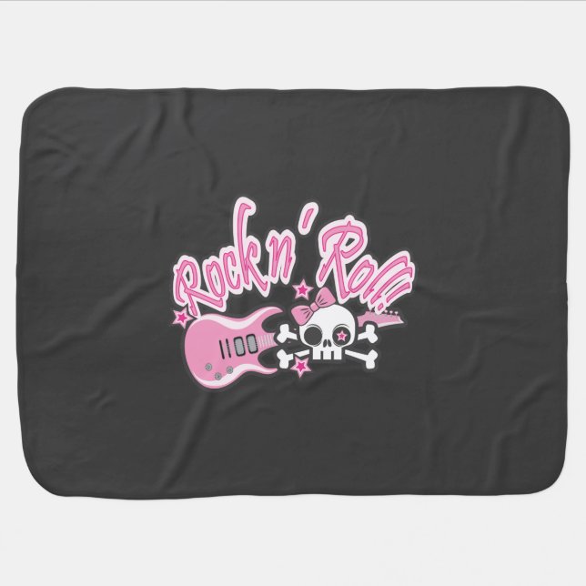 Girly Rock n' Roll Skull Receiving Blanket (Horizontal)