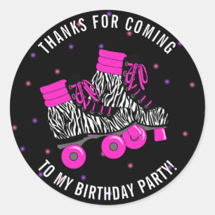Girly Roller Skate Birthday Thank You Classic Round Sticker