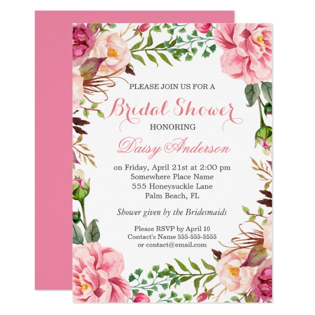 Girly Romantic Floral Wrap Wedding Bridal Shower Invitation