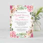 Girly Romantic Floral Wrap Wedding Bridal Shower Invitation (Standing Front)