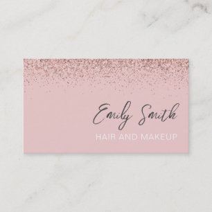 Girly Rose Gold Blush Pink Glitter Business Card