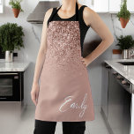 Girly Rose Gold Blush Pink Glitter Monogram Apron<br><div class="desc">Girly Rose Gold - Blush Pink Sparkle Glitter Brushed Metal Monogram Name Apron. This makes the perfect sweet 16 birthday,  wedding,  bridal shower,  anniversary,  baby shower or bachelorette party gift for someone that loves glam luxury and chic styles.</div>