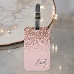 Girly Rose Gold Blush Pink Glitter Monogram Luggage Tag<br><div class="desc">Girly Rose Gold - Blush Pink Sparkle Glitter Monogram Name Luggage Bag Tag. This makes the perfect sweet 16 birthday,  wedding,  bridal shower,  baby shower or bachelorette party gift for someone traveling in style.</div>