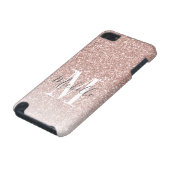 Girly Rose Gold Blush Pink Glitter Monogram Name iPod Touch (5th Generation) Case (Bottom)