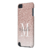 Girly Rose Gold Blush Pink Glitter Monogram Name iPod Touch (5th Generation) Case (Back Left)