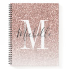 Girly Rose Gold Blush Pink Glitter Monogram Name