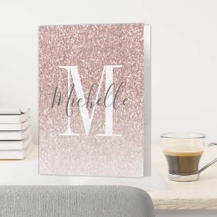 Girly Rose Gold Blush Pink Glitter Monogram Name Pocket Folder