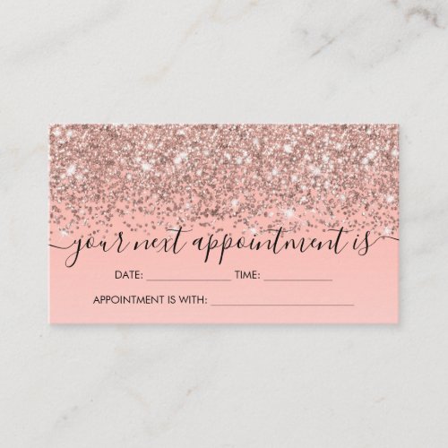 Girly Rose Gold Confetti Pink Gradient Ombre Appointment Card