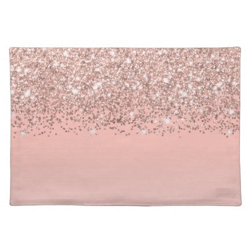 Girly Rose Gold Confetti Pink Gradient Ombre Cloth Placemat