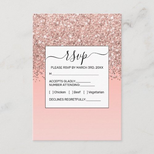 Girly Rose Gold Confetti Pink Gradient Ombre Enclosure Card