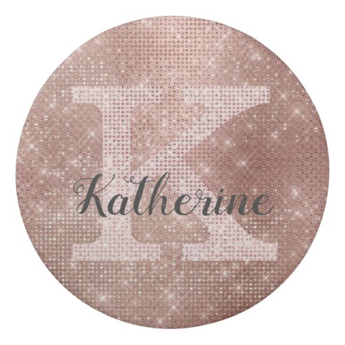 Girly Rose Gold Cool Diamond Sparkle Monogram Name Eraser