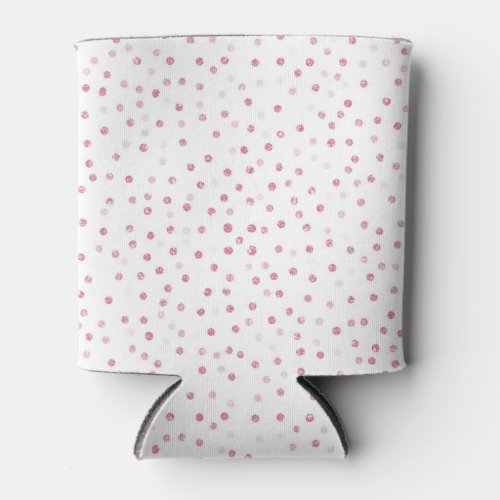 Girly Rose Gold Dots Confetti White Design Can Cooler