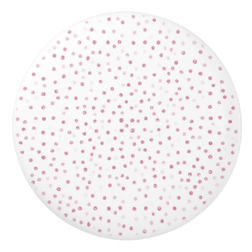 Girly Rose Gold Dots Confetti White Design Ceramic Knob