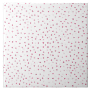 Girly Rose Gold Dots Confetti White Design Ceramic Tile