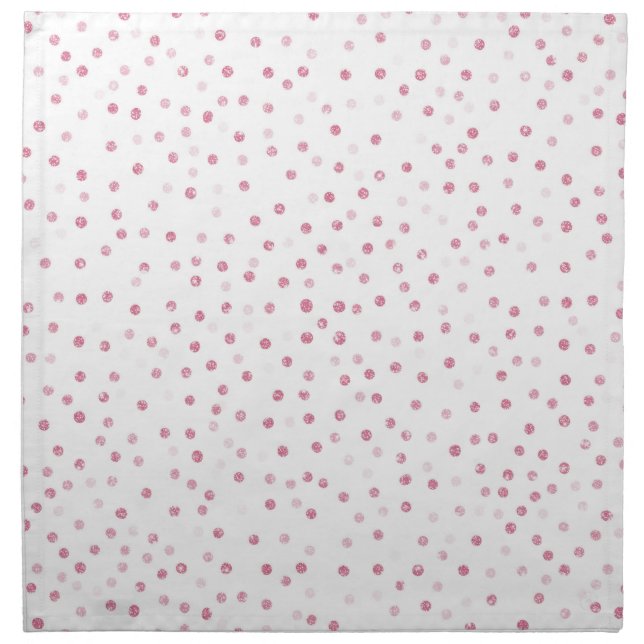 Girly Rose Gold Dots Confetti White Design Cloth Napkin (Front)
