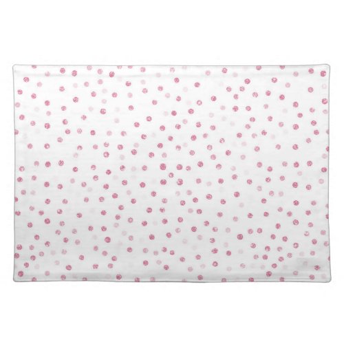 Girly Rose Gold Dots Confetti White Design Cloth Placemat