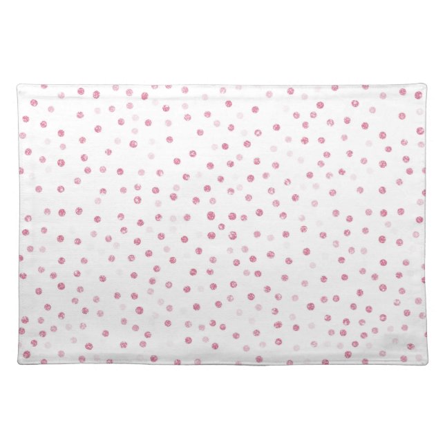 Girly Rose Gold Dots Confetti White Design Cloth Placemat (Front)