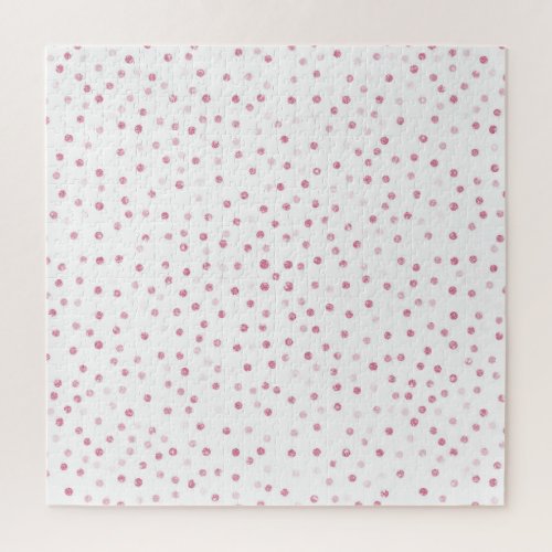 Girly Rose Gold Dots Confetti White Design Jigsaw Puzzle