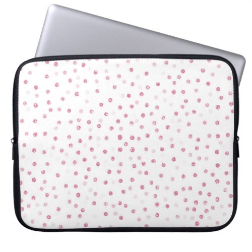 Girly Rose Gold Dots Confetti White Design Laptop Sleeve