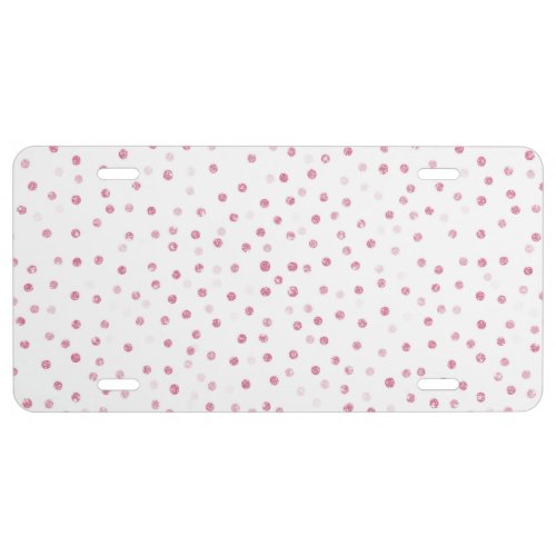 Girly Rose Gold Dots Confetti White Design License Plate
