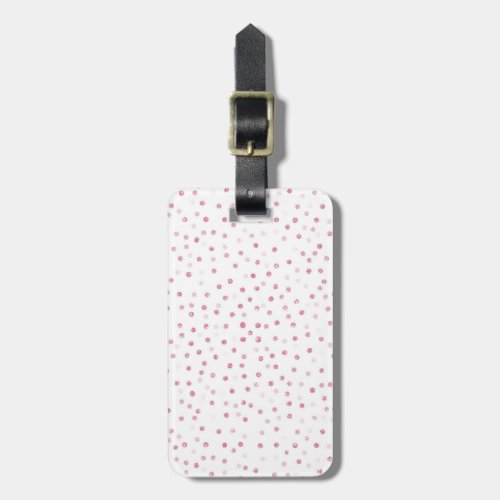 Girly Rose Gold Dots Confetti White Design Luggage Tag