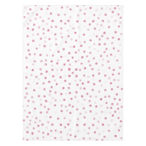 Girly Rose Gold Dots Confetti White Design Tablecloth