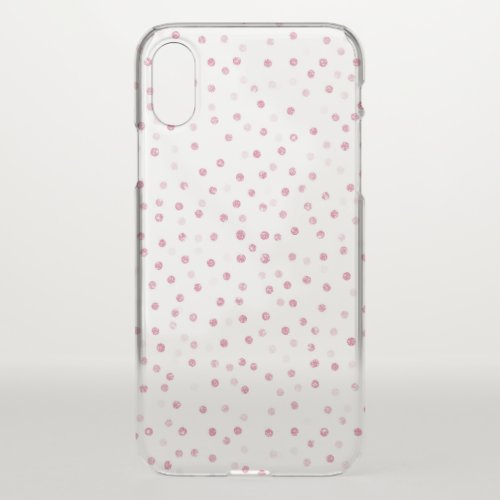 Girly Rose Gold Dots Confetti White Design iPhone X Case