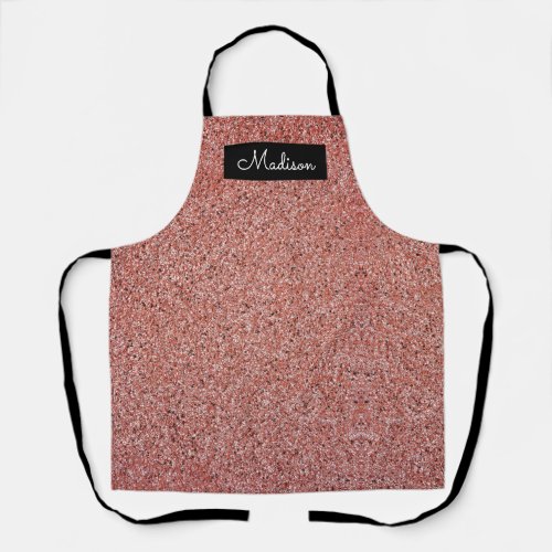 Girly Rose Gold Faux Glitter Sparkle Personalized Apron