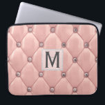 Girly Rose Gold Faux Leather|Diamonds Monogrammed Laptop Sleeve<br><div class="desc">Protect your precious MacBook or Windows laptop with this stylish, girly rose gold faux leather & diamonds laptop case. Add your initial to make it uniquely your own. Use "customize further" to edit or delete layers such as the monogram layer, change font or font color. Part of a collection. I'm...</div>