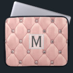 Girly Rose Gold Faux Leather|Diamonds Monogrammed Laptop Sleeve<br><div class="desc">Protect your precious MacBook or Windows laptop with this stylish, girly rose gold faux leather & diamonds laptop case. Add your initial to make it uniquely your own. Use "customize further" to edit or delete layers such as the monogram layer, change font or font color. Part of a collection. I'm...</div>