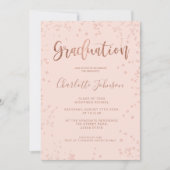 Girly rose gold foil confetti pink graduation invitation (Front)