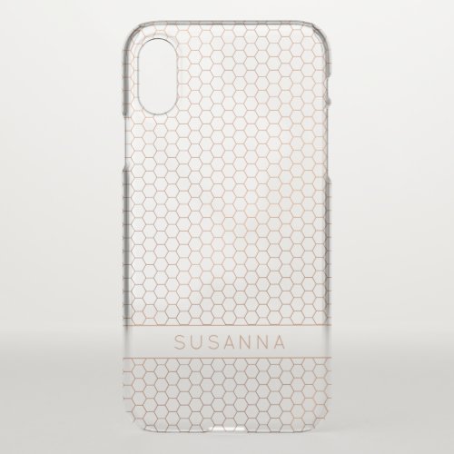 Girly Rose Gold Foil Hexagon Geometric iPhone XS Case