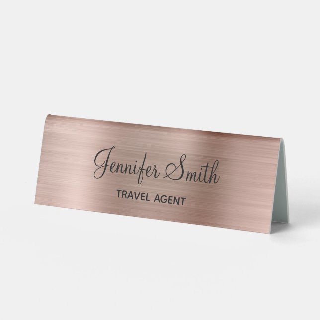 Girly Rose Gold Foil Look Table Tent (Front)