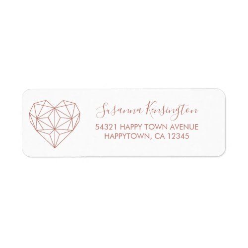 Girly Rose Gold Foil Style Geometric Heart Marble Label