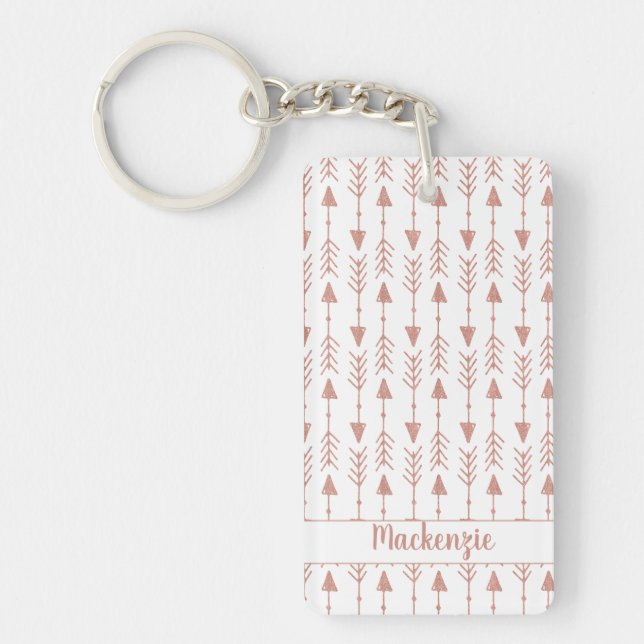 Girly Rose Gold Foil Style Tribal Arrows Photo Keychain (Front)